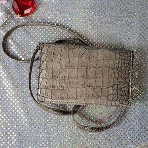 Grey Crocodile/ Snakeskin Adjustable Shoulder Bag